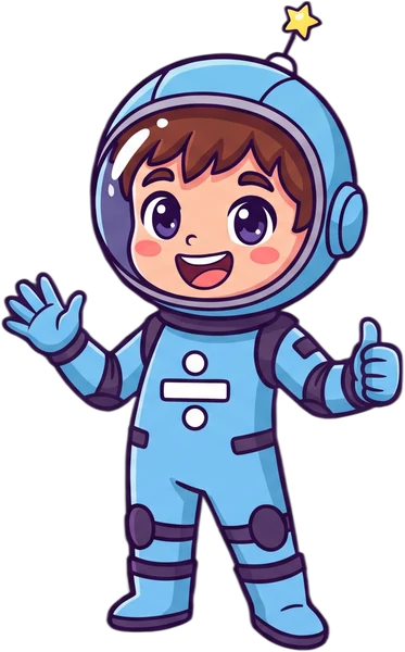 Quoti, der Astronaut, winkt